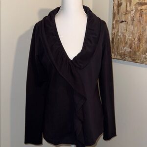 Lilla P Black Ruffle Front Open Cardigan Jacket Top | Women’s‎ Small